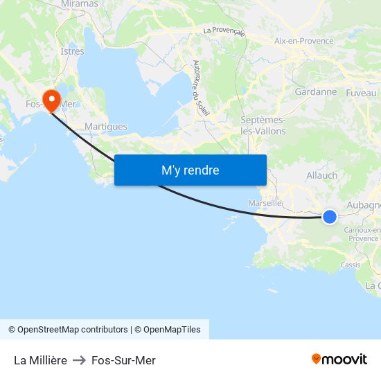 La Millière to Fos-Sur-Mer map