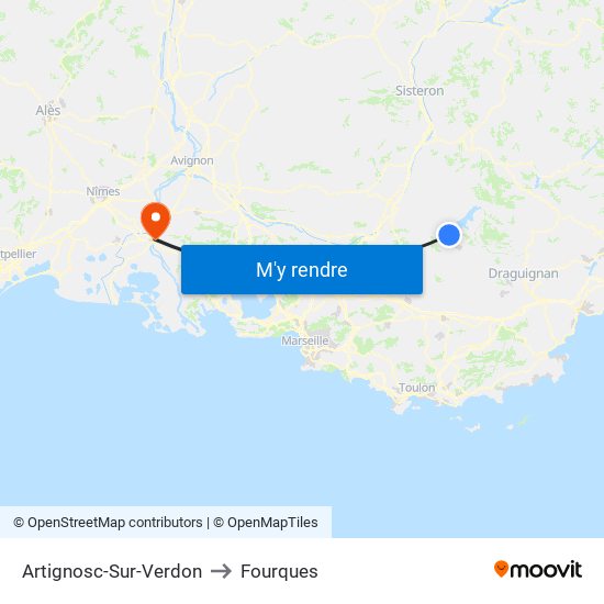 Artignosc-Sur-Verdon to Fourques map
