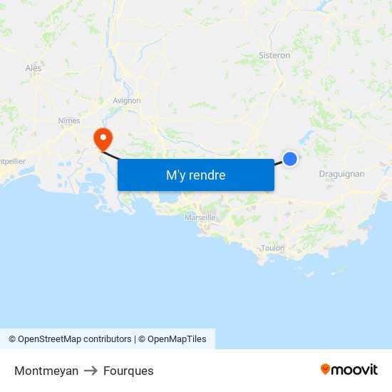 Montmeyan to Fourques map