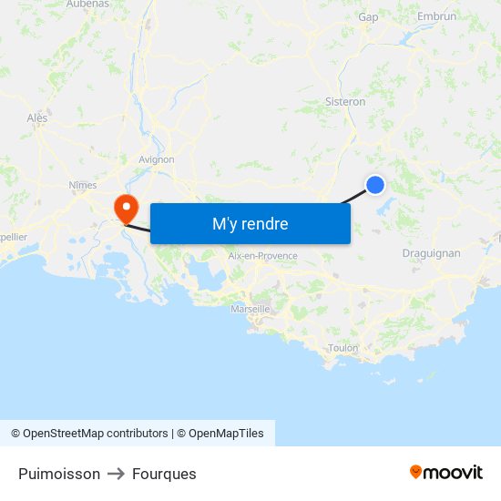 Puimoisson to Fourques map