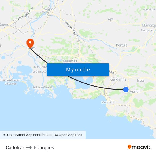 Cadolive to Fourques map