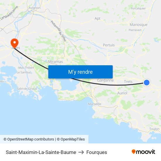 Saint-Maximin-La-Sainte-Baume to Fourques map