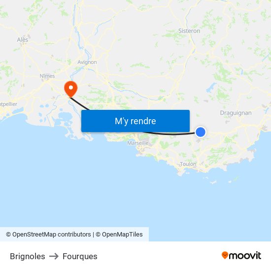Brignoles to Fourques map