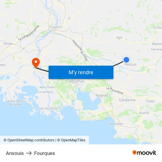 Ansouis to Fourques map