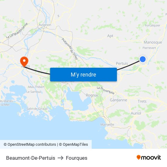 Beaumont-De-Pertuis to Fourques map