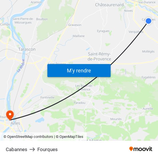 Cabannes to Fourques map