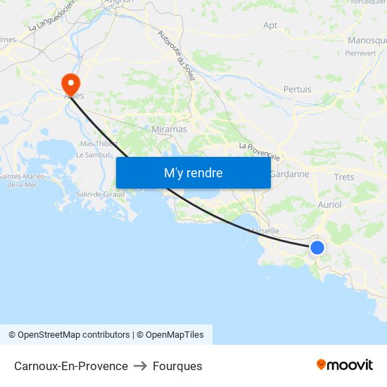 Carnoux-En-Provence to Fourques map