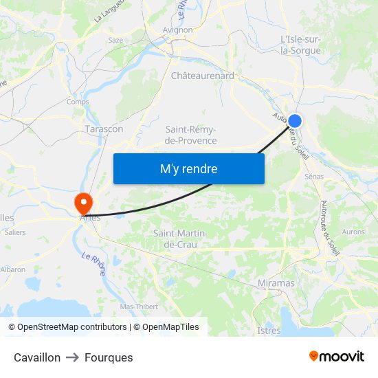 Cavaillon to Fourques map