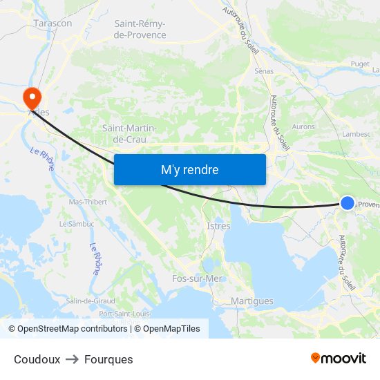 Coudoux to Fourques map