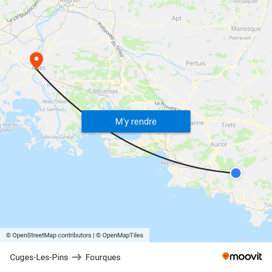 Cuges-Les-Pins to Fourques map