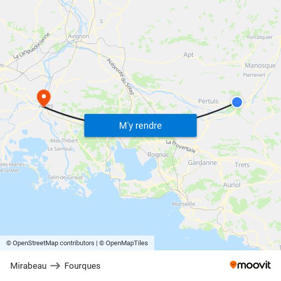 Mirabeau to Fourques map