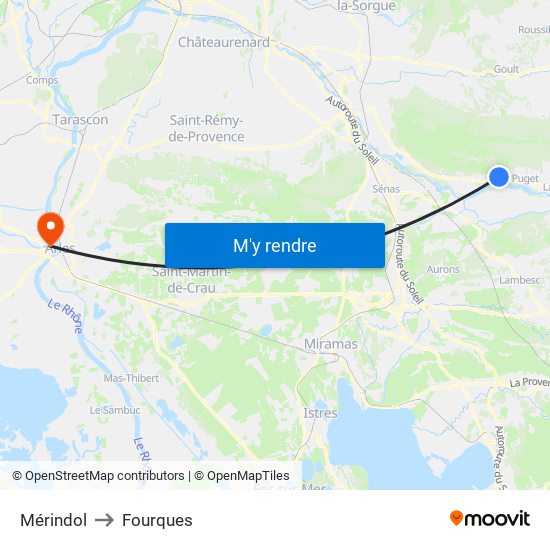 Mérindol to Fourques map