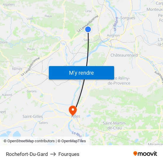 Rochefort-Du-Gard to Fourques map