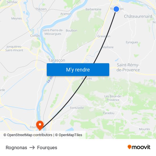 Rognonas to Fourques map