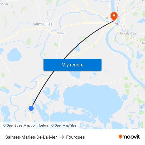 Saintes-Maries-De-La-Mer to Fourques map