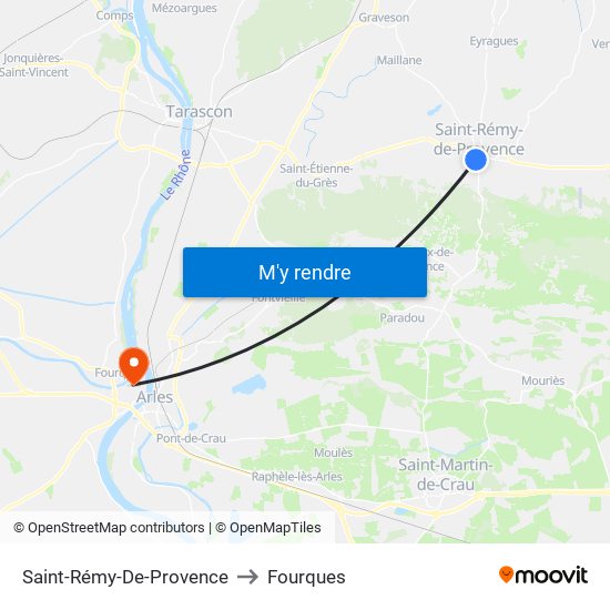 Saint-Rémy-De-Provence to Fourques map
