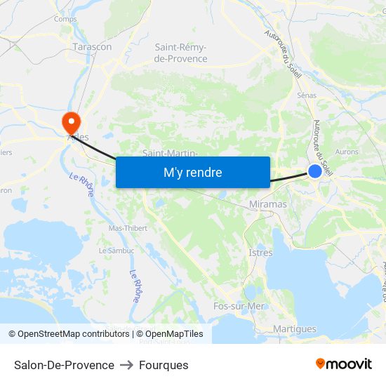Salon-De-Provence to Fourques map