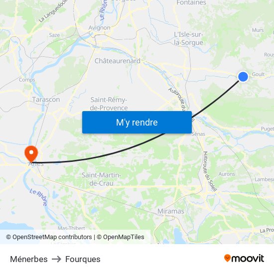 Ménerbes to Fourques map