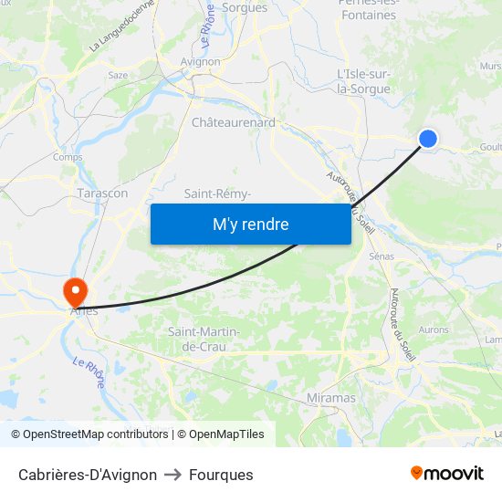 Cabrières-D'Avignon to Fourques map