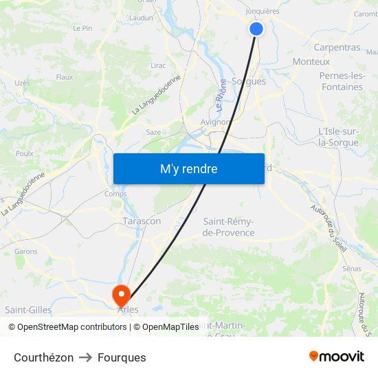 Courthézon to Fourques map