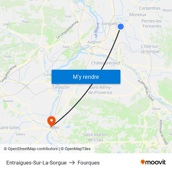 Entraigues-Sur-La-Sorgue to Fourques map