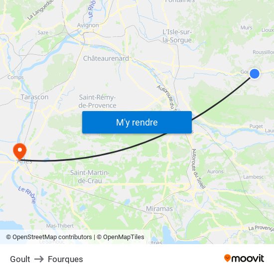 Goult to Fourques map