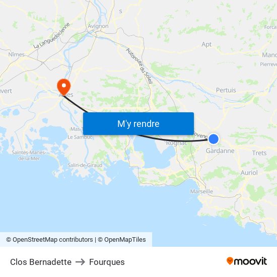 Clos Bernadette to Fourques map