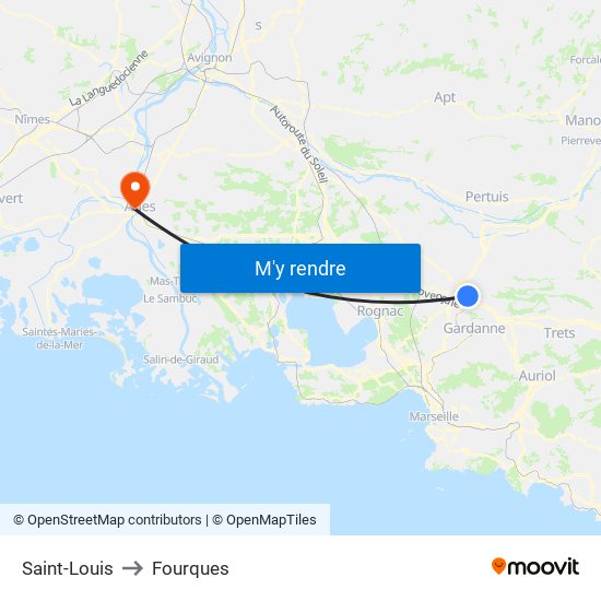 Saint-Louis to Fourques map