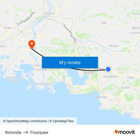 Rotonde to Fourques map