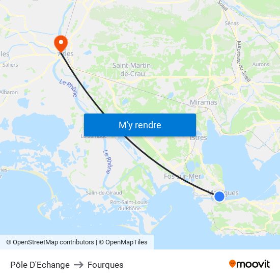 Pôle D'Echange to Fourques map