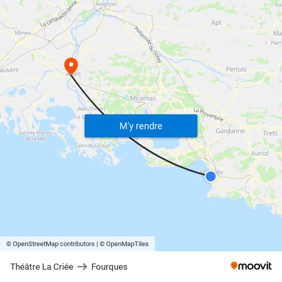 Théâtre La Criée to Fourques map