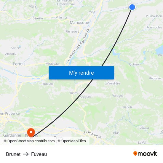 Brunet to Fuveau map