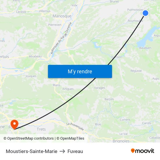 Moustiers-Sainte-Marie to Fuveau map