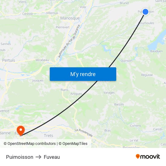 Puimoisson to Fuveau map