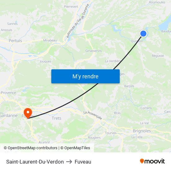 Saint-Laurent-Du-Verdon to Fuveau map