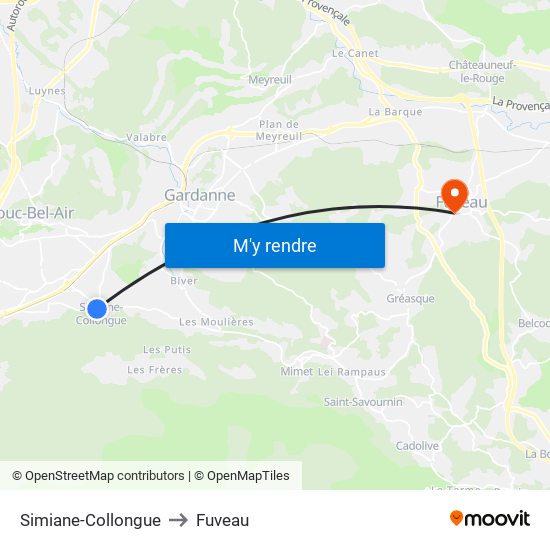 Simiane-Collongue to Fuveau map