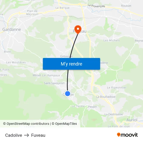 Cadolive to Fuveau map