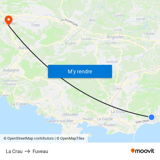 La Crau to Fuveau map