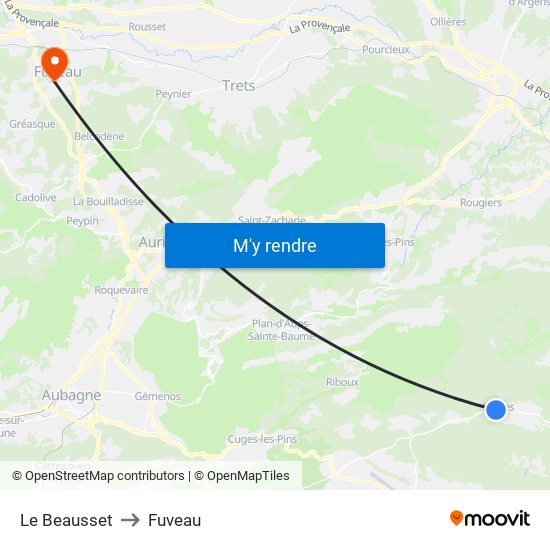 Le Beausset to Fuveau map
