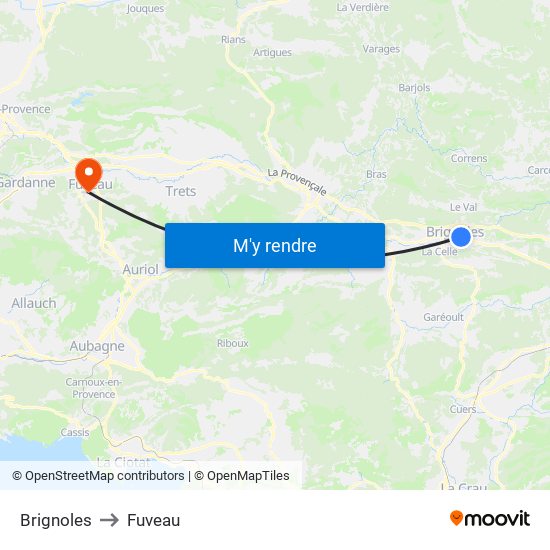 Brignoles to Fuveau map