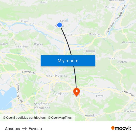 Ansouis to Fuveau map