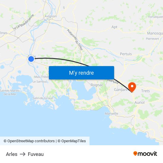 Arles to Fuveau map