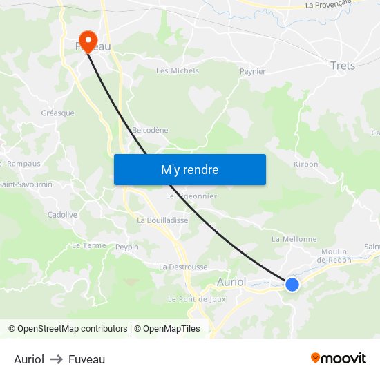 Auriol to Fuveau map