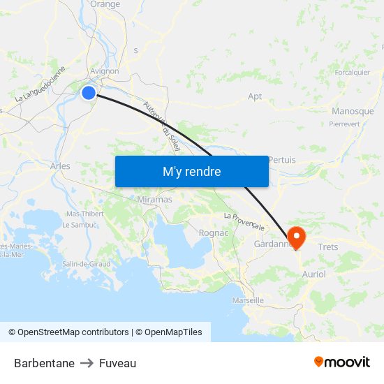 Barbentane to Fuveau map