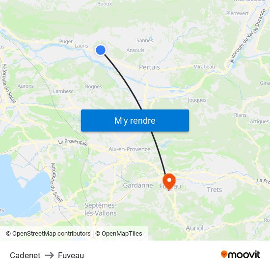 Cadenet to Fuveau map