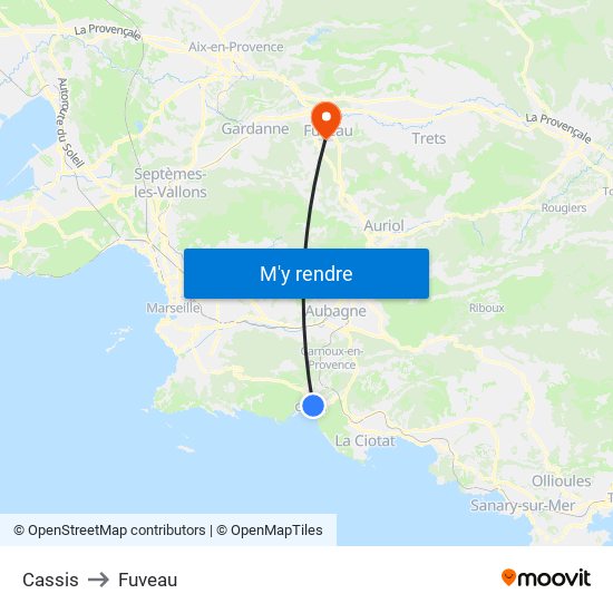 Cassis to Fuveau map