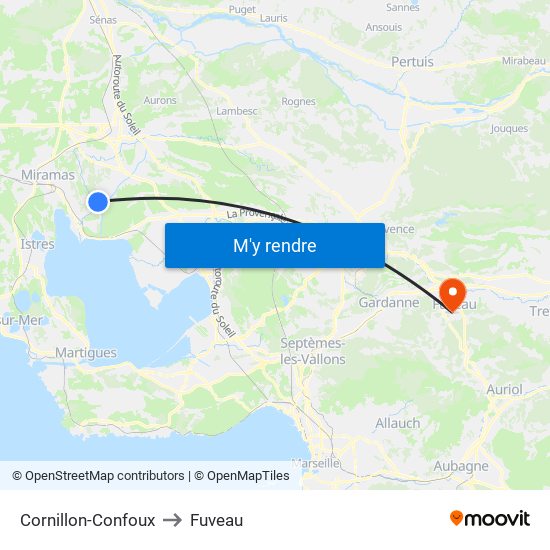 Cornillon-Confoux to Fuveau map