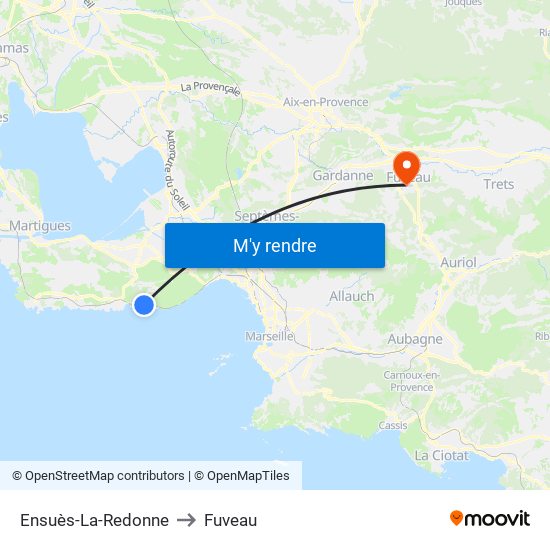 Ensuès-La-Redonne to Fuveau map