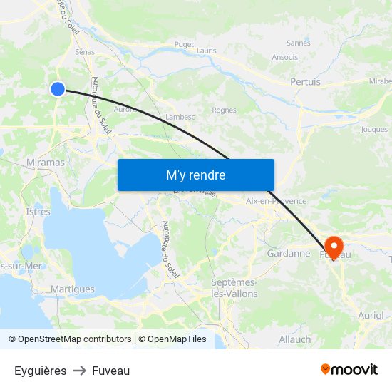 Eyguières to Fuveau map