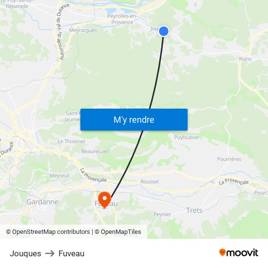 Jouques to Fuveau map